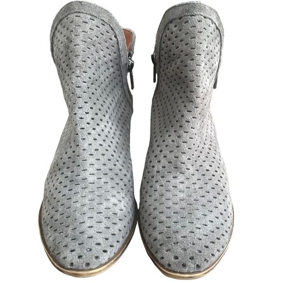 Lucky Brand Ankle Booties, Boho Side Zip Perforated Boots Womens Sz 7 Grey - Picture 8 of 13